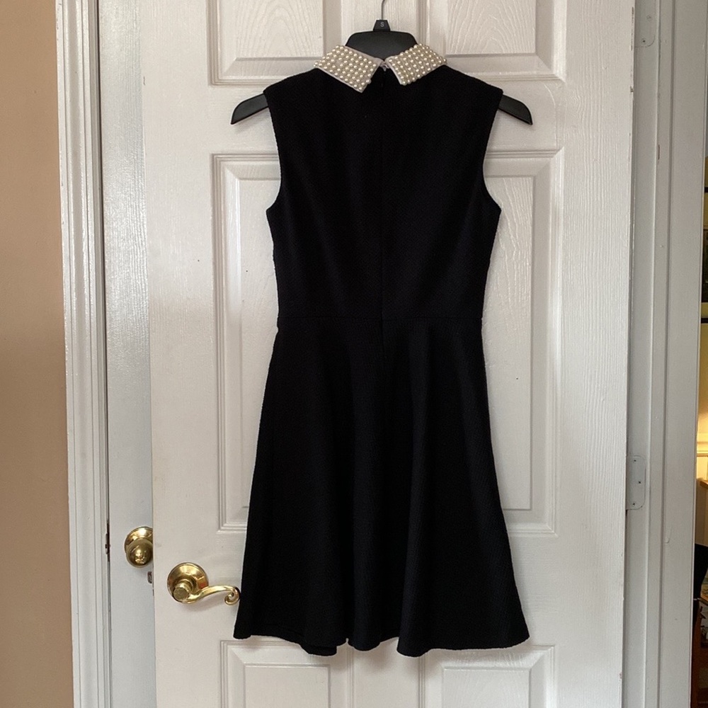 Betsey Johnson Black Knit Dress Pearl Beaded Collar Dress - Picture 3 of 15